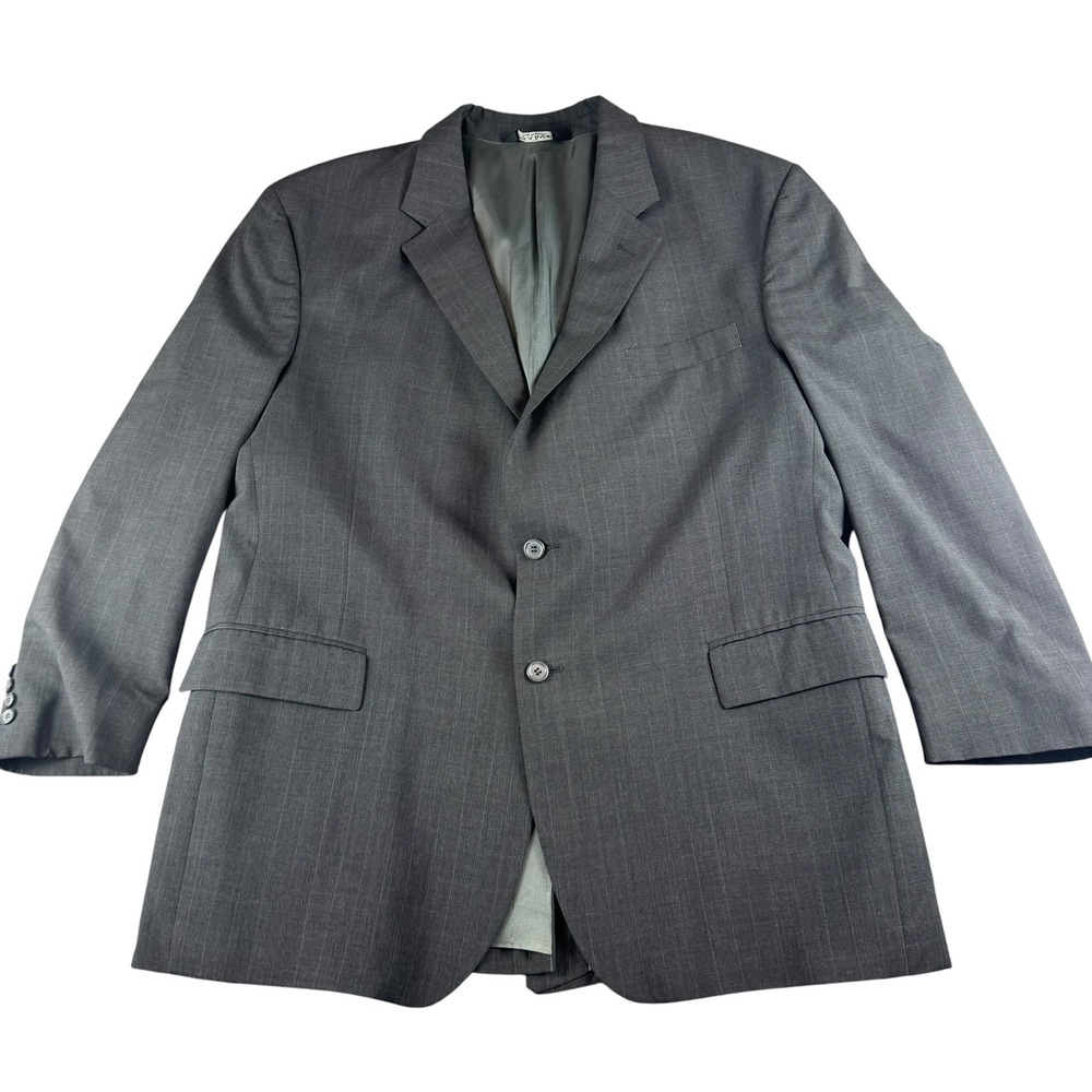Jos. A.‎ Bank Mens 48R Wool Blazer Gray Pinstripe 2-Button Sport Coat H09625N